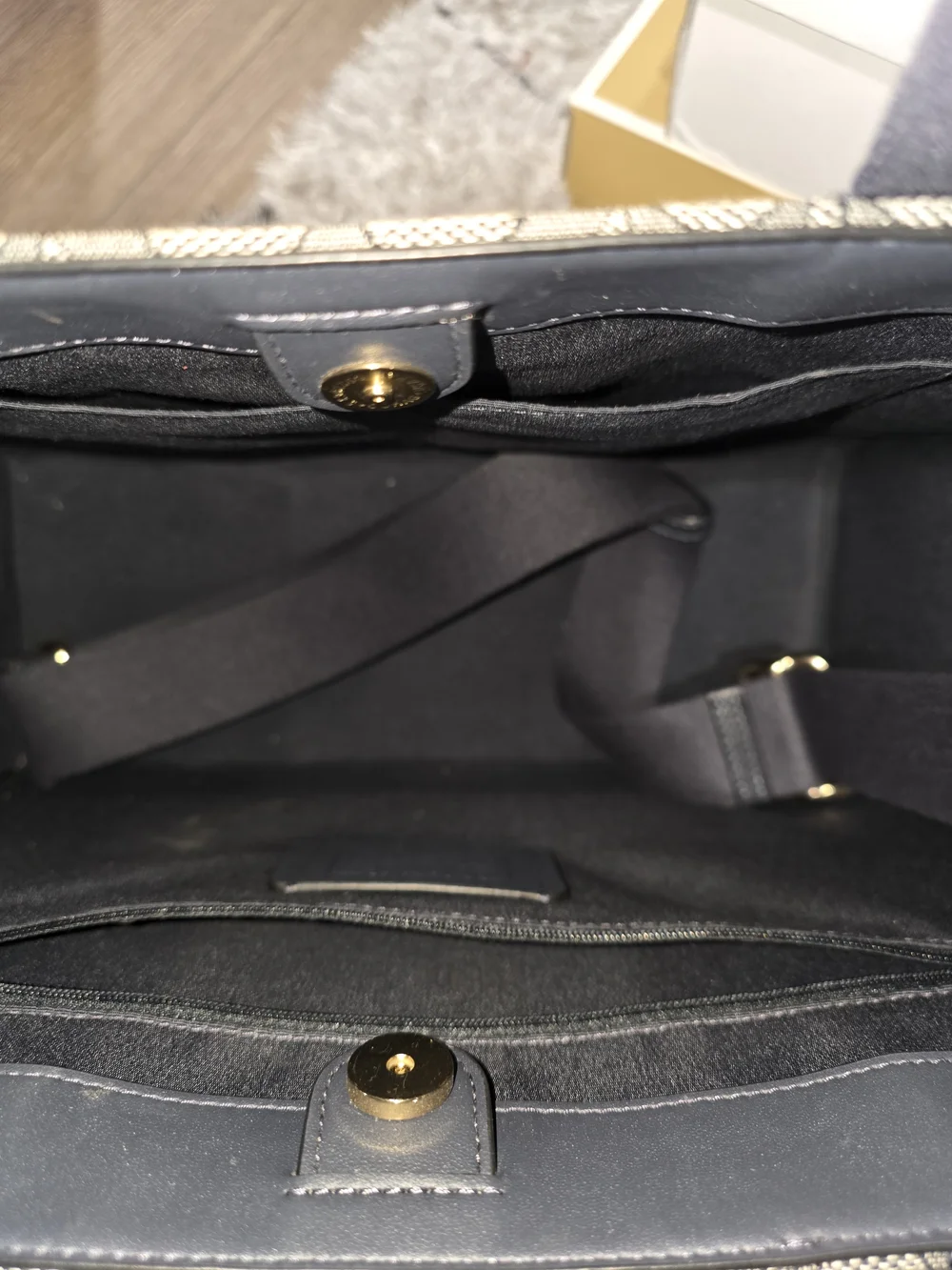 Coach Signature Jacquard Tote in Navy and Gray